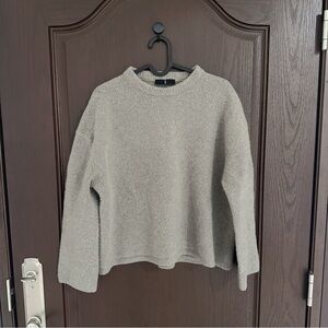 Women’s Gray Cashmere Sweater Minimalist Old Céline Style Crewneck Relaxed Fit